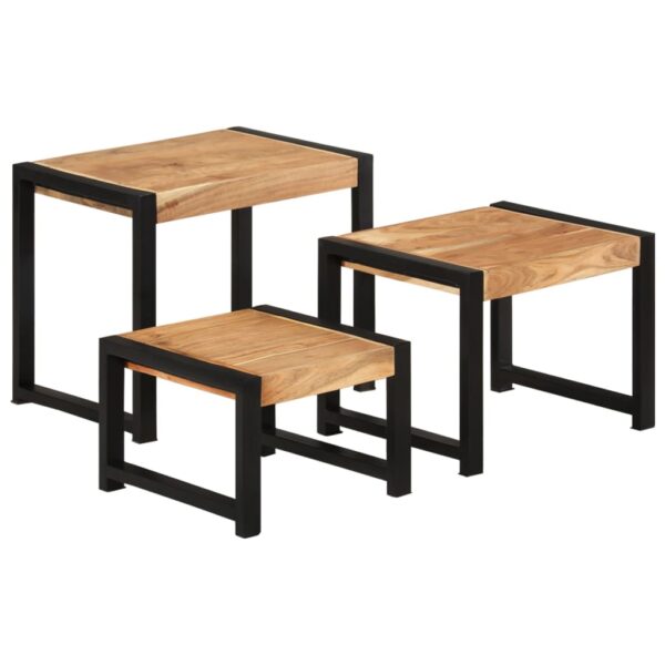 HomeDiscount-Nesting Tables 3 pcs Solid Wood