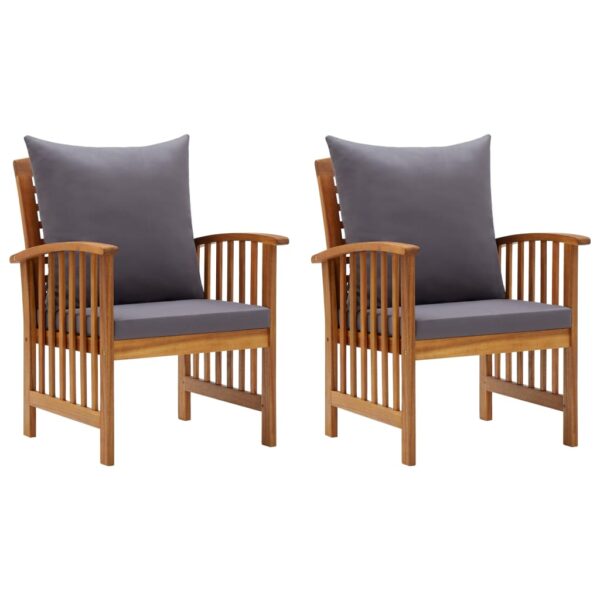 HomeDiscount-Garden Chairs with Cushions 2 pcs Solid Acacia Wood