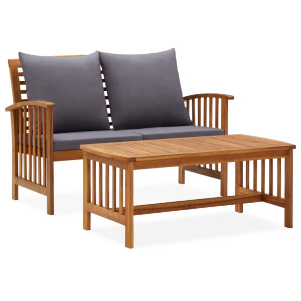 HomeDiscount-2 Piece Garden Lounge Set with Cushions Solid Acacia Wood