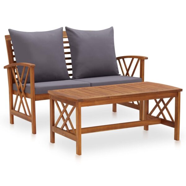 HomeDiscount-2 Piece Garden Lounge Set with Cushions Solid Acacia Wood