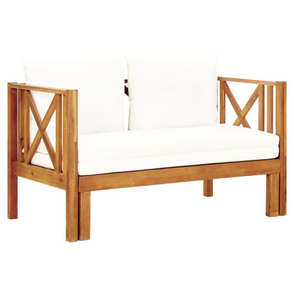 HomeDiscount-2-Seater Garden Bench with Cushions 122 cm Solid Acacia Wood