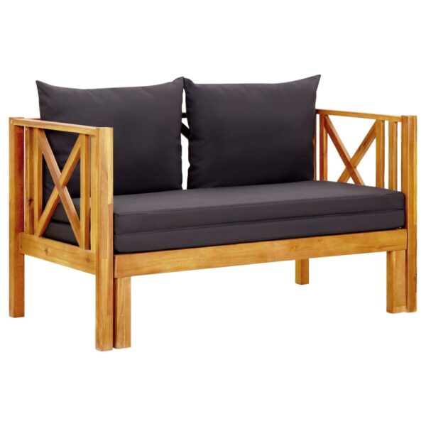 HomeDiscount-2-Seater Garden Bench with Cushions 122 cm Solid Acacia Wood