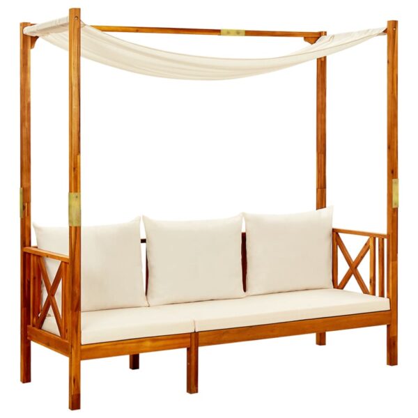 HomeDiscount-Garden Bench with Canopy Solid Acacia Wood