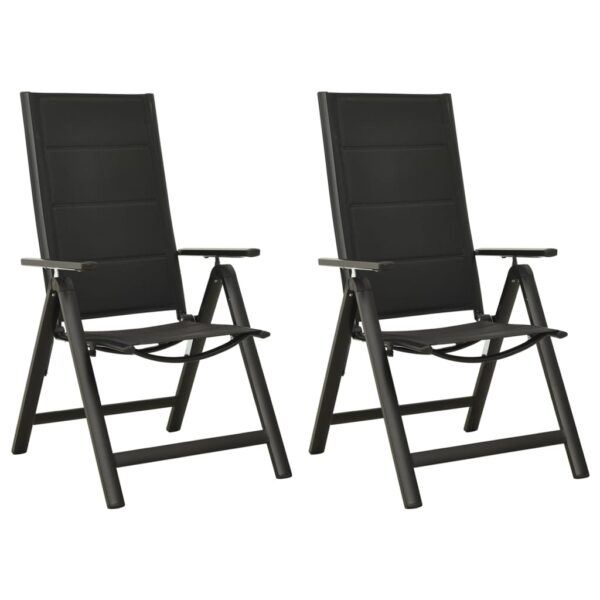 HomeDiscount-Folding Garden Chairs 2 pcs Textilene and Aluminium Black