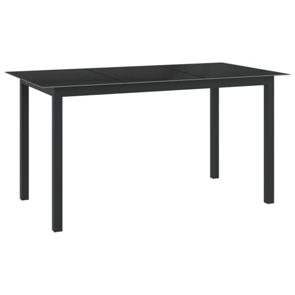 HomeDiscount-Garden Table Black 150x90x74 cm Aluminium and Glass