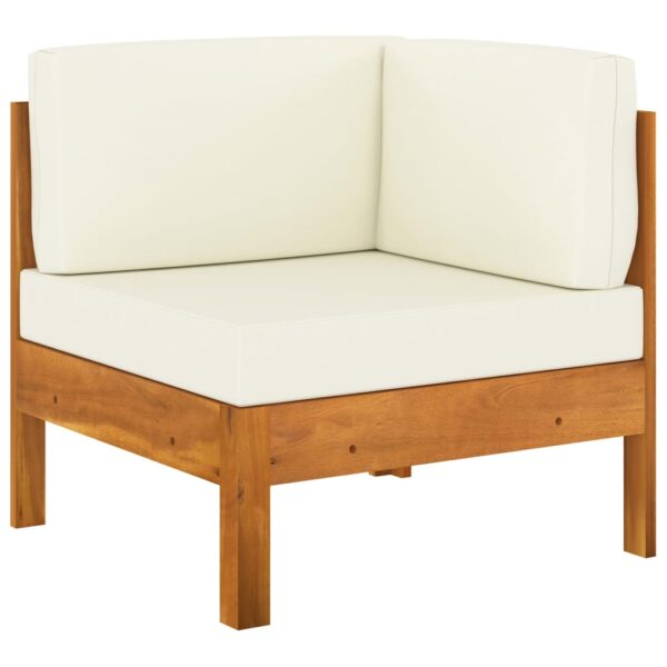 HomeDiscount-Corner Sofa with Cream White Cushions Solid Acacia Wood