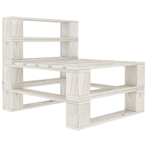 HomeDiscount-Garden Pallet Middle Sofa Wood White