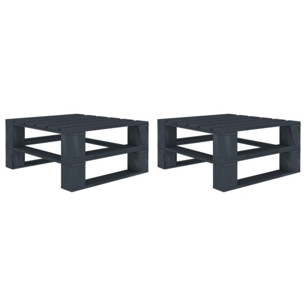 HomeDiscount-Garden Pallet Tables 2 pcs Grey Wood