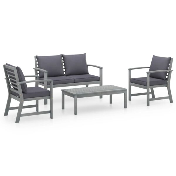 HomeDiscount-4 Piece Garden Lounge Set with Cushions Solid Acacia Wood