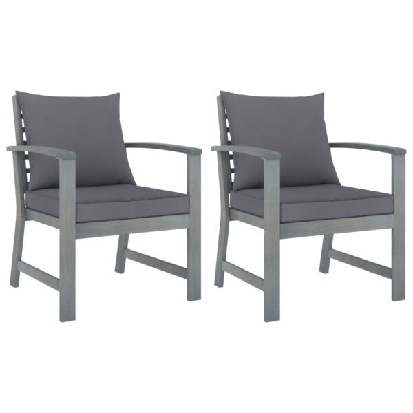 HomeDiscount-Garden Chairs 2 pcs with Dark Grey Cushions Solid Acacia Wood