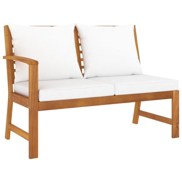 HomeDiscount-Garden Bench 114.5 cm with Cream Cushion Solid Acacia Wood