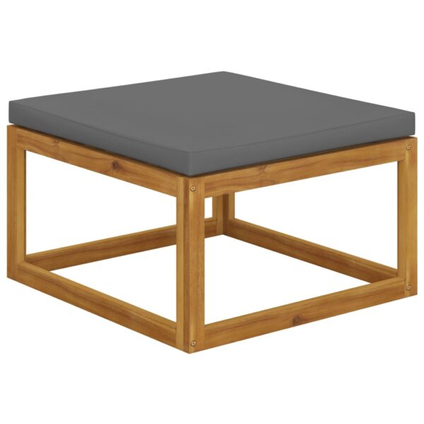 HomeDiscount-Footrest with Dark Grey Cushion Solid Acacia Wood