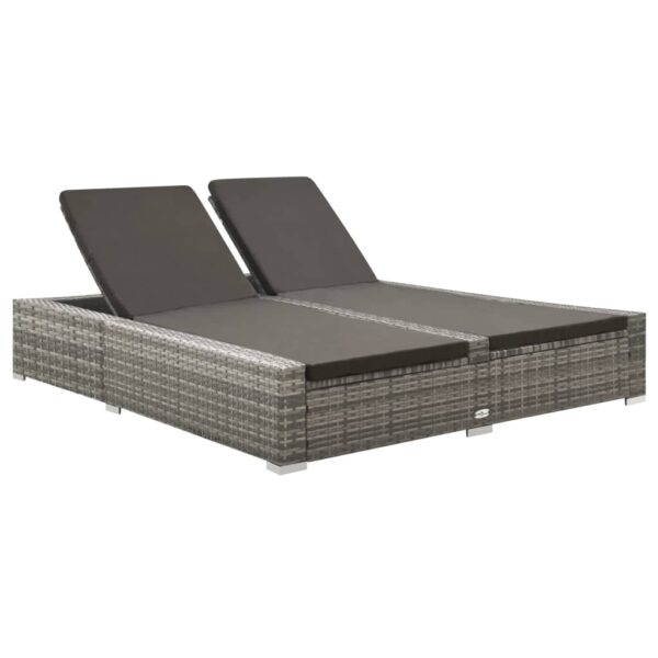 HomeDiscount-Double Sun Lounger Poly Rattan Grey