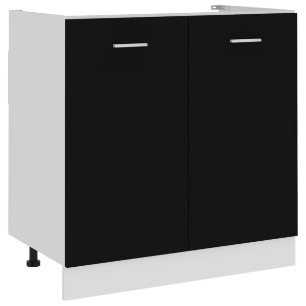 HomeDiscount-Sink Bottom Cabinet Black 80x46x81.5 cm Engineered Wood