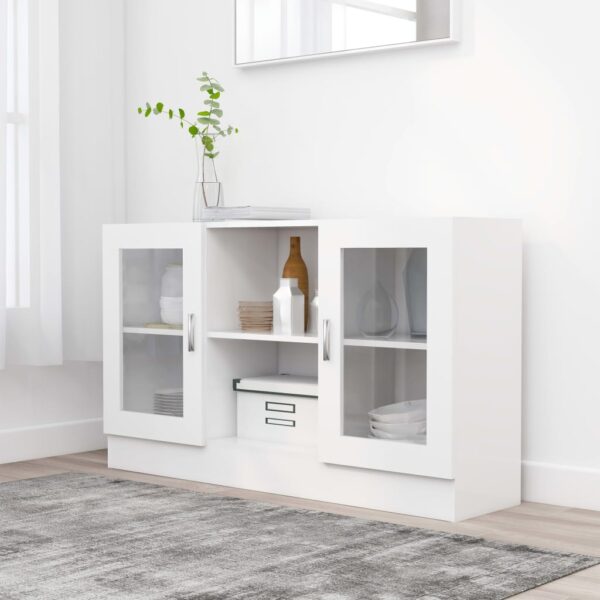 HomeDiscount-Vitrine Cabinet White 120x30.5x70 cm Engineered Wood