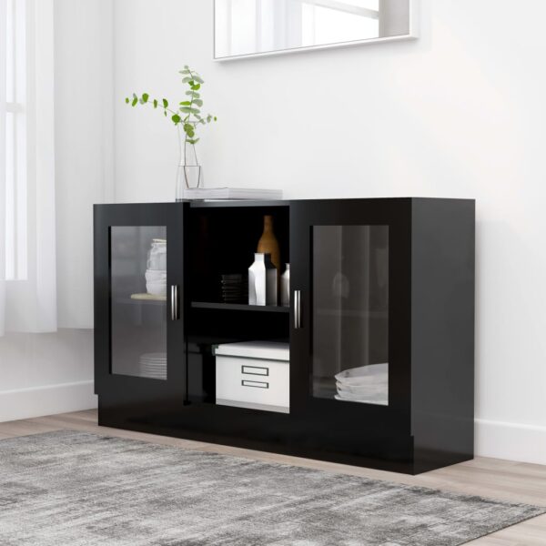 HomeDiscount-Vitrine Cabinet Black 120x30.5x70 cm Engineered Wood