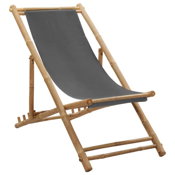 HomeDiscount-Deck Chair Bamboo and Canvas Dark Grey