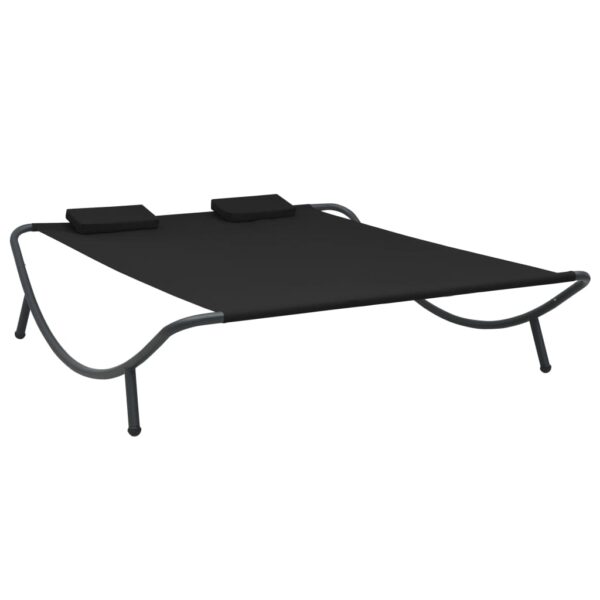 HomeDiscount-Outdoor Lounge Bed Fabric Black