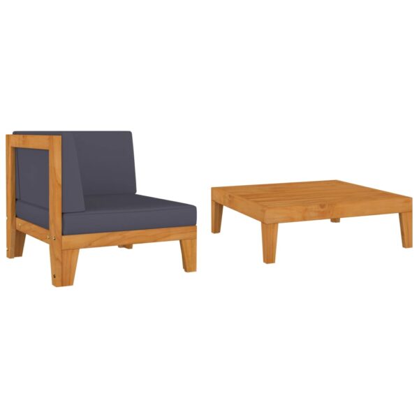 HomeDiscount-2 Piece Garden Lounge Set with Cushions Solid Acacia Wood