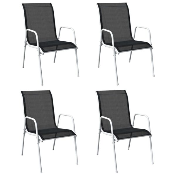 HomeDiscount-Stackable Garden Chairs 4 pcs Steel and Textilene Black