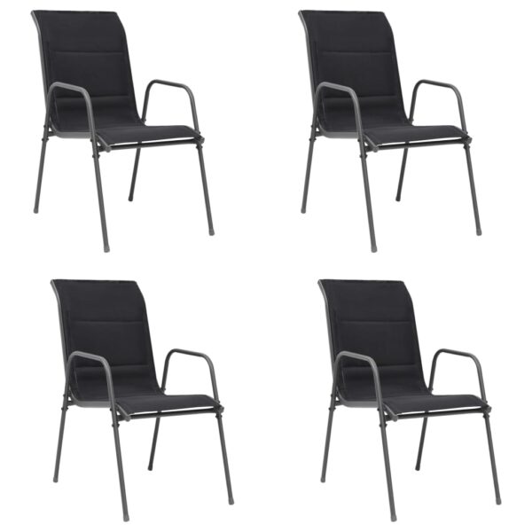 HomeDiscount-Stackable Garden Chairs 4 pcs Steel and Textilene Black