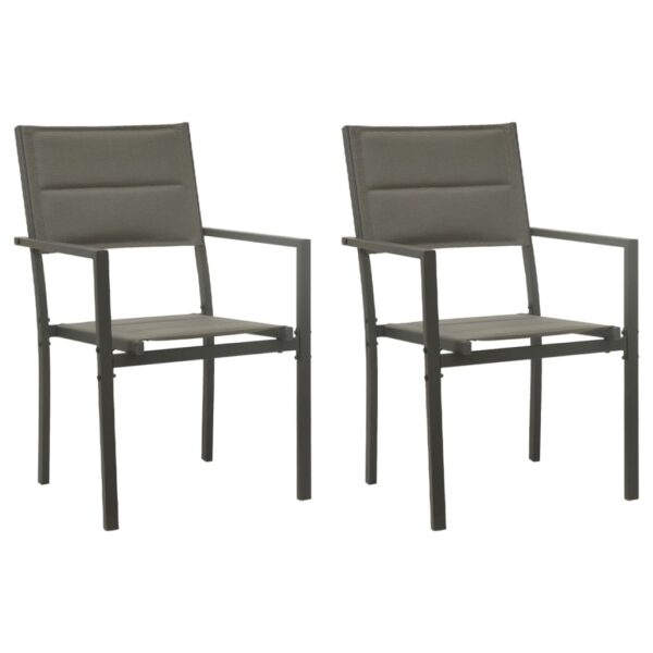 HomeDiscount-Garden Chairs 2 pcs Textilene and Steel Grey and Anthracite