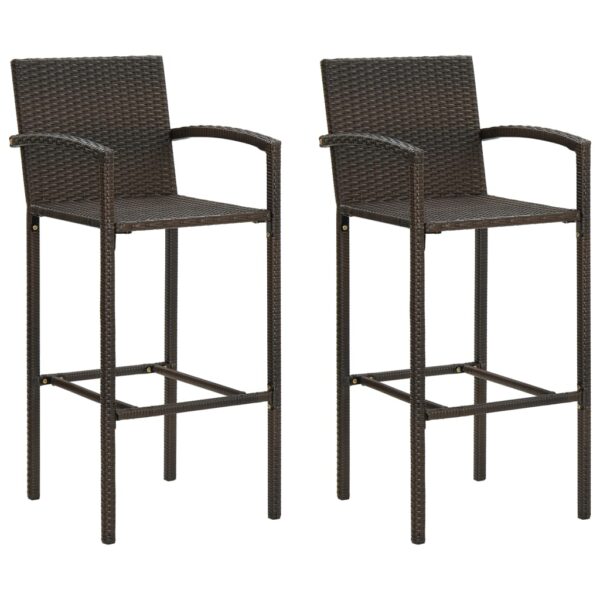 HomeDiscount-Bar Stools 2 pcs Brown Poly Rattan