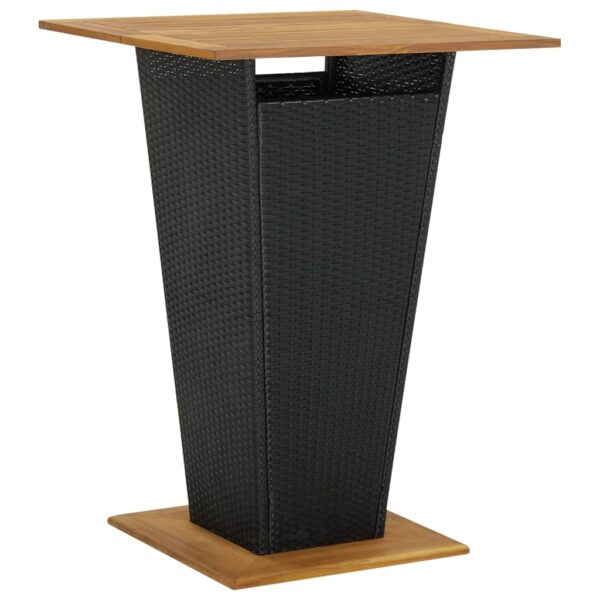 HomeDiscount-Bar Table Black 80x80x110 cm Poly Rattan and Solid Acacia Wood