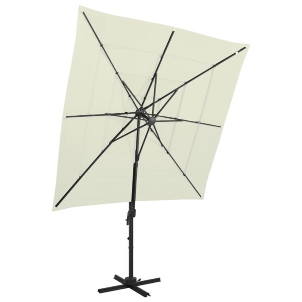 HomeDiscount-4-Tier Garden Parasol with Aluminium Pole Sand 250x250 cm