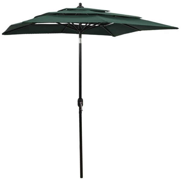 HomeDiscount-3-Tier Garden Parasol with Aluminium Pole Green 2x2 m