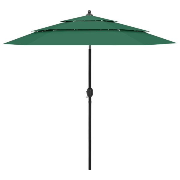 HomeDiscount-3-Tier Garden Parasol with Aluminium Pole Green 2.5 m