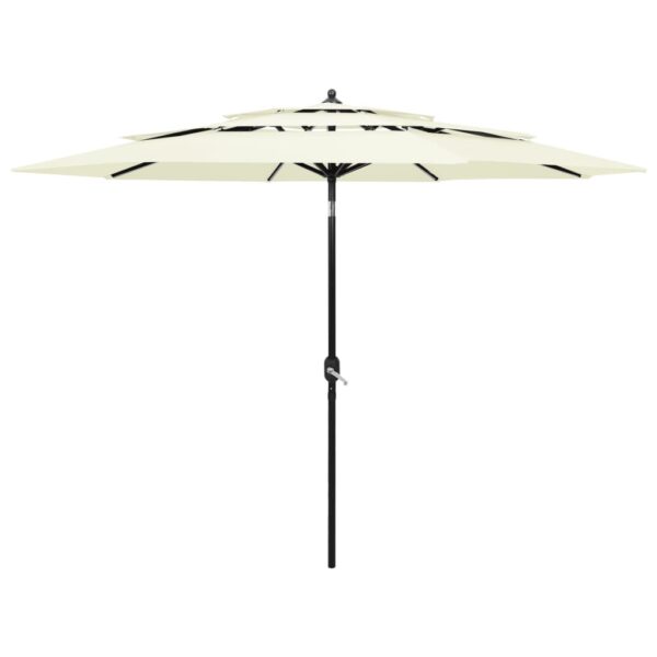 HomeDiscount-3-Tier Garden Parasol with Aluminium Pole Sand 3 m