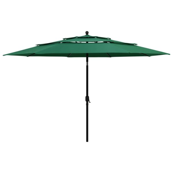 HomeDiscount-3-Tier Garden Parasol with Aluminium Pole Green 3.5 m