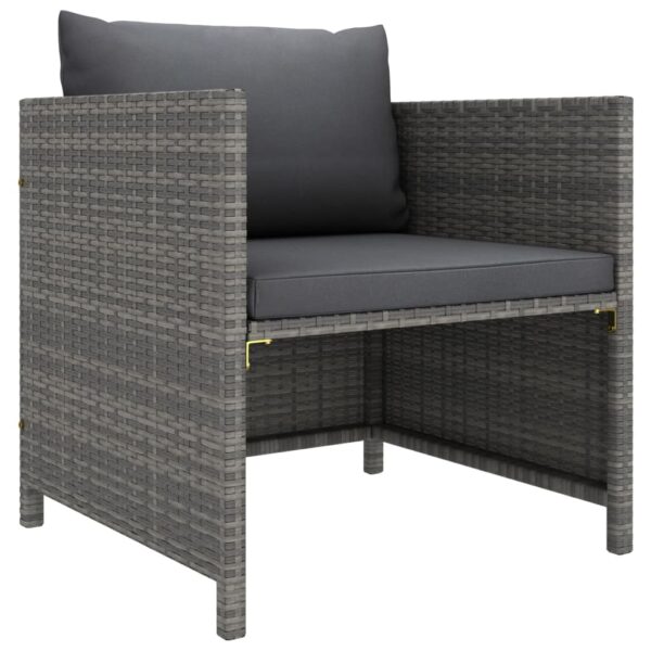 HomeDiscount-Garden Sofa with Cushions Grey Poly Rattan