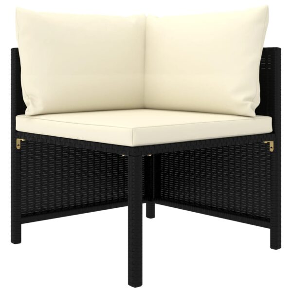 HomeDiscount-Sectional Corner Sofa with Cushions Black Poly Rattan