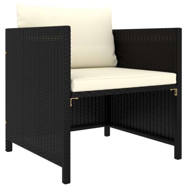 HomeDiscount-Garden Sofa with Cushions Black Poly Rattan