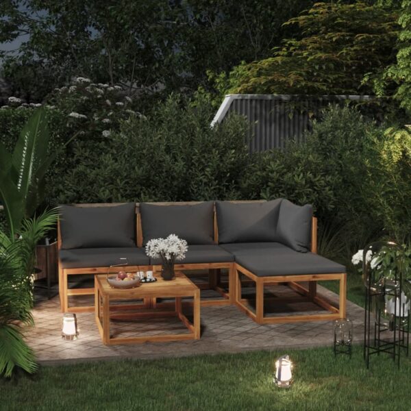 HomeDiscount-5 Piece Garden Lounge Set with Cushion Solid Acacia Wood