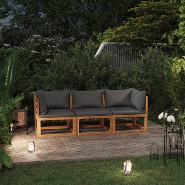 HomeDiscount-3-Seater Garden Sofa with Cushion Solid Acacia Wood