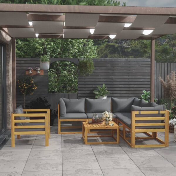 HomeDiscount-7 Piece Garden Lounge Set with Cushion Solid Acacia Wood