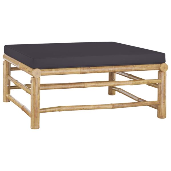 HomeDiscount-Garden Footrest with Dark Grey Cushion Bamboo