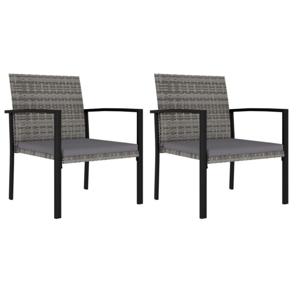 HomeDiscount-Garden Dining Chairs 2 pcs Poly Rattan Grey