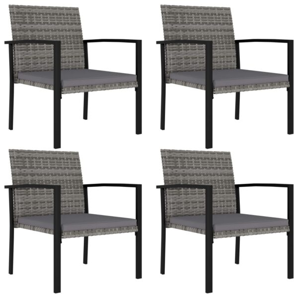 HomeDiscount-Garden Dining Chairs 4 pcs Poly Rattan Grey