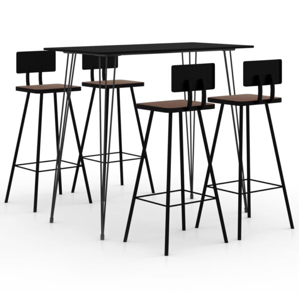 HomeDiscount-5 Piece Bar Set Black