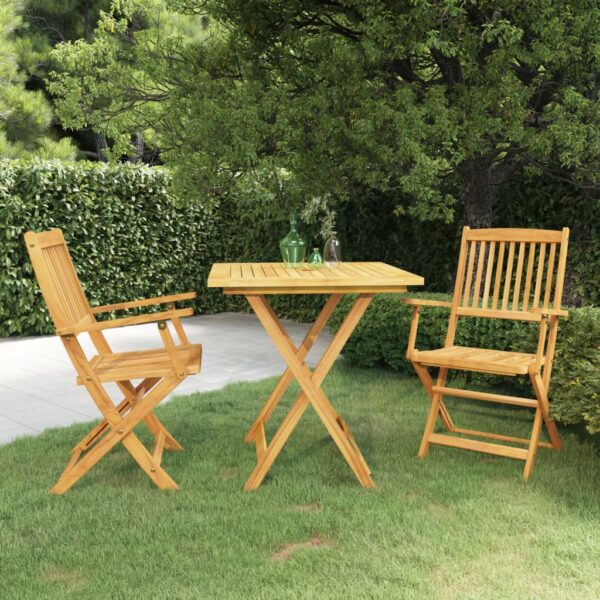 HomeDiscount-3 Piece Folding Garden Dining Set Solid Acacia Wood