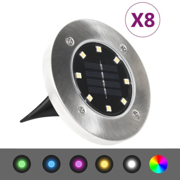 HomeDiscount-Solar Ground Lights 8 pcs LED Lights RGB Colour