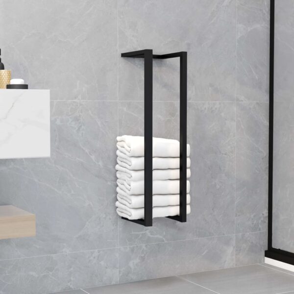 HomeDiscount-Towel Rack Black 12.5x12.5x60 cm Iron