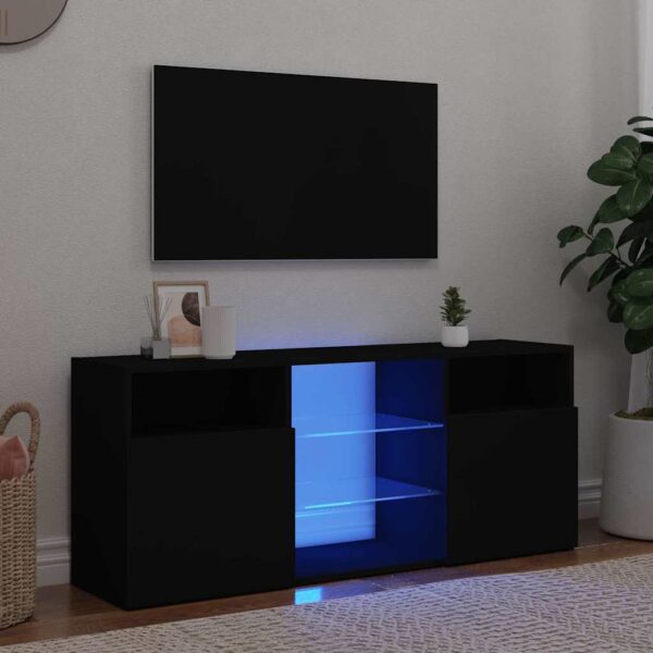 HomeDiscount-TV Cabinet with LED Lights Black 120x30x50 cm