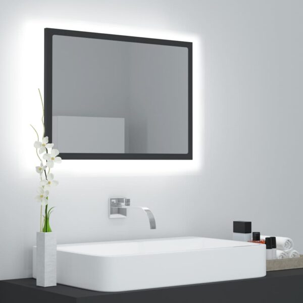 HomeDiscount-LED Bathroom Mirror Grey 60x8.5x37 cm Acrylic