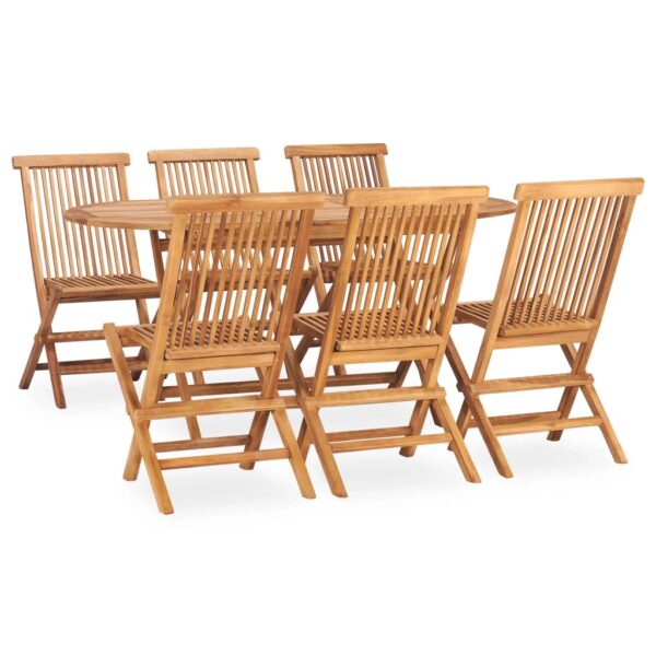 HomeDiscount-7 Piece Folding Outdoor Dining Set Solid Wood Teak