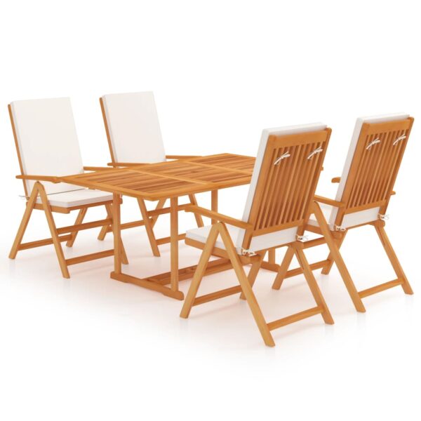 HomeDiscount-5 Piece Garden Dining Set with Cushions Solid Teak Wood